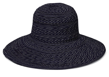 Womens Wallaroo UV scrunchie hat black white dots Womens Wallaroo UV scrunchie hat black white dots