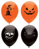 Halloween Balloons 23cm With Print 2 Assorted Colours