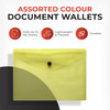Pack of 12 Janrax A4 Yellow Document Wallets - Button Stud Folder