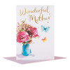 Wonderful Mother Birthday Card with Flower Vase Design