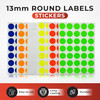 Pack of 140 Fluorescent Green 13mm Round Labels Stickers