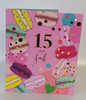 15 and Fab Happy Birthday Age 15th Teenager New Pink Card For Her