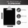 PACK OF 12 Black A5 Clipboard with Butterfly Clip with Ruled Side - Clip Board