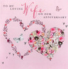 Lovely Wife Anniversary Buttoned Up Greeting Card Embellished Cards