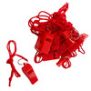 Bag of 100 Red Plastic Whistles with Lanyard Neck Cord