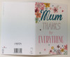 Mum Thanks For Everything Mother's Day Greetings Card
