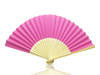 Hot Pink Paper Hand Held Bamboo and Wooden Fan