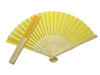 Yellow Fabric Hand Held Bamboo and Wooden Fan