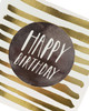 Happy Birthday Card Metallic Gold Stripes