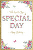 Open Happy Birthday Card Floral Text Special Day