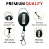 Black Retractable Key Reel with Carabiner