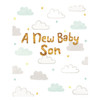 On Birth of New Baby Son Clouds Design Greeting Card