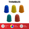 Pack of 15 Assorted Size Rubber Thimblettes - Coloured Thimble Finger Cones