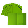 Pack of 12 Janrax A4 Green Laminated Card 3 Flap Folders with Elastic Closure