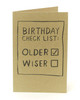 Funny Humorous Birthday Card Birthday Checklist