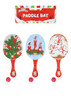Christmas Elfin Around Wooden Paddle Bat and Ball Games 22cm 