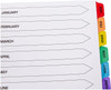 A4 Pre-Printed Tabs Multi Punched January to December Reinforced Multi-Colour Index