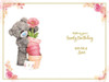 Granddaughter Photo Finish Birthday Card with Bear With Flower Pots