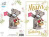 Mum Birthday 3D Holographic Hologram Card Bear With Card And Basket Of Flowers