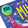 Mum Mother's Day Card Neon Unicorn with Badge