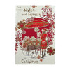To a Special Sister and Family Flower Cart Design Christmas Card