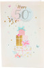 Metallic Foil Finish with a Bow Design 50th Birthday Card