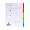 A4 White 1-5 Index Multi-punched Reinforced Board Multi-Colour Numbered Tabs 