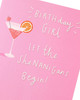 Pink Cocktail Design Shenanagans Birthday Card