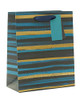 Birthday Medium Gift Bag with Blue and Gold Stripe