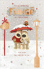 For Fiance Boofles Stood in The Snow with an Umbrella Design Christmas Card