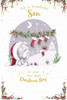 Bear with Stockings Wonderful Son 1st Christmas Card 