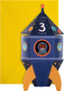 3D Pop-out Rocket Design Age 3 Son Birthday Card