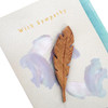 Contemporary Design with Wooden Feather Attachment Sympathy Card