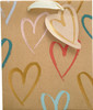 Kraft Hearts Design Medium Gift Bag For Birthdays, Thank You, Congratulations, Anniversary, Valentine's 