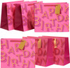 Pink Happy Birthday Design Multipack Of 6 Large Gift Bags With Tags