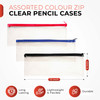 Pack of 12 Janrax 13x5" White Zip Clear Exam Pencil Cases
