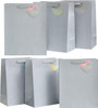 Silver Design Multipack Of 6 Large Gift Bags With Tags For Him/Her/Friend For Father's Day, Birthdays, Thank You, Congratulations or Other Gifts