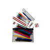 Pack of 12 Stationery Filled Black Zip 8x5" Pencil Cases with Colouring Pencils