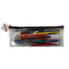 Pack of 6 Stationery Filled Red Zip 13x5" Pencil Cases with Colouring Pencils