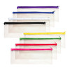 Pack of 72 Janrax 13x5" Assorted Colour Zip Clear Exam Pencil Cases