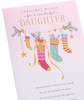 Pink Stockings Design Daughter Christmas Card