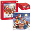 Pack of 10 Traditional Santa and Sliegh Design Square Christmas Cards