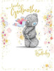 Bear Holding Single Flower Godmother Birthday Card