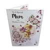 To A Special Mum Teddy Wearing Flower and Holding Gift Mother's Day Card