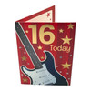 Age 16 Male Gold Stars And Guitar Design Birthday Card