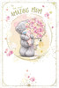 Bear With Large Bunch Of Flowers Mum Luxury Handmade Birthday Card