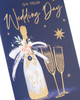Blue & Gold Design Wedding Day Congratulations Card
