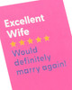 Funny Pink Review Design Wife Birthday Card