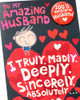 Funny 100% Handsome Husband Valentine's Day Card Badge Design