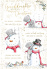 Bears With Snowman Granddaughter Christmas Card